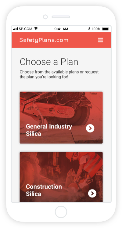 SafetyPlans.com dashboard on a mobile device